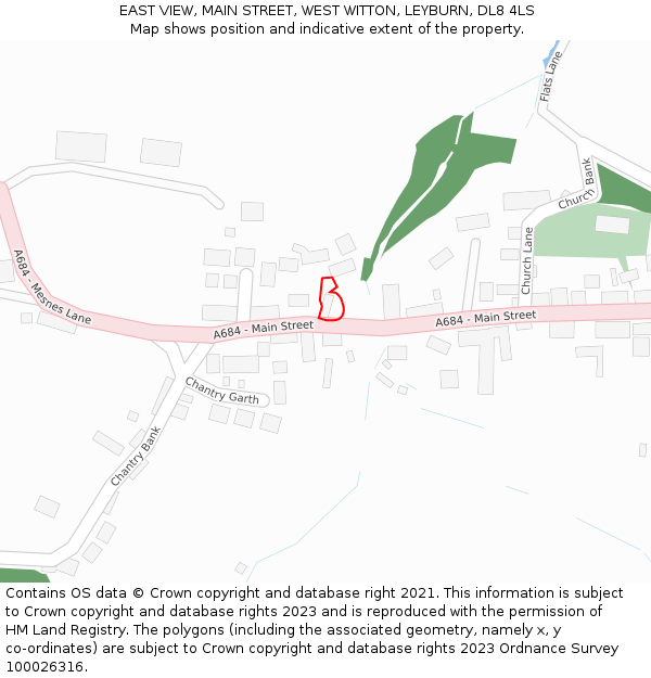 EAST VIEW, MAIN STREET, WEST WITTON, LEYBURN, DL8 4LS: Location map and indicative extent of plot