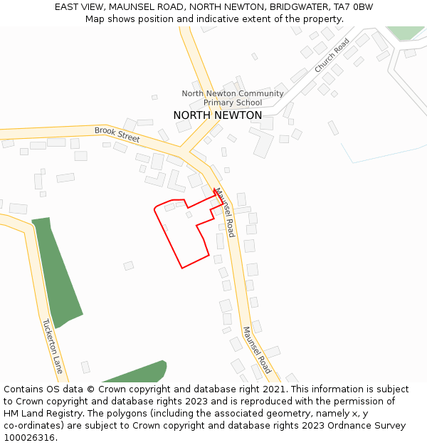 EAST VIEW, MAUNSEL ROAD, NORTH NEWTON, BRIDGWATER, TA7 0BW: Location map and indicative extent of plot