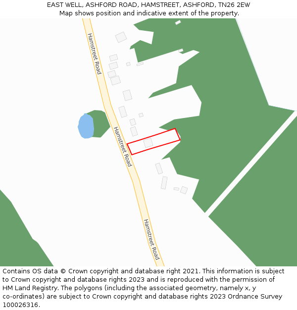 EAST WELL, ASHFORD ROAD, HAMSTREET, ASHFORD, TN26 2EW: Location map and indicative extent of plot