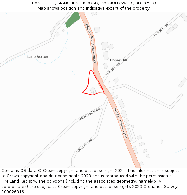 EASTCLIFFE, MANCHESTER ROAD, BARNOLDSWICK, BB18 5HQ: Location map and indicative extent of plot