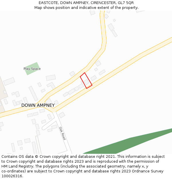 EASTCOTE, DOWN AMPNEY, CIRENCESTER, GL7 5QR: Location map and indicative extent of plot