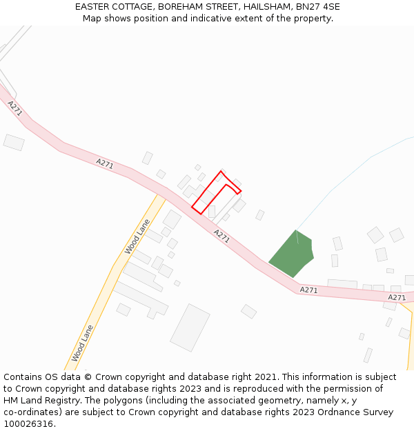 EASTER COTTAGE, BOREHAM STREET, HAILSHAM, BN27 4SE: Location map and indicative extent of plot
