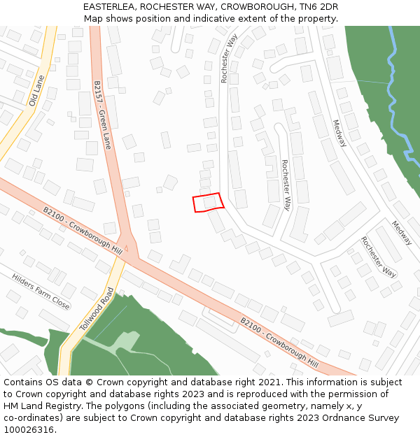 EASTERLEA, ROCHESTER WAY, CROWBOROUGH, TN6 2DR: Location map and indicative extent of plot