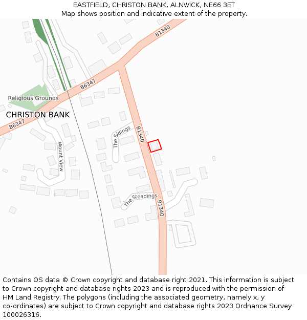 EASTFIELD, CHRISTON BANK, ALNWICK, NE66 3ET: Location map and indicative extent of plot