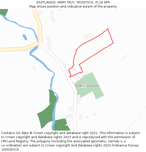 EASTLANDS, MARY TAVY, TAVISTOCK, PL19 9PR: Location map and indicative extent of plot