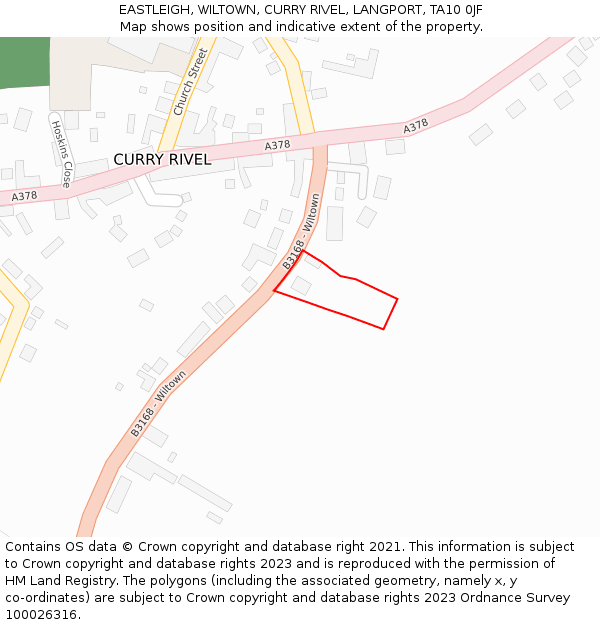 EASTLEIGH, WILTOWN, CURRY RIVEL, LANGPORT, TA10 0JF: Location map and indicative extent of plot