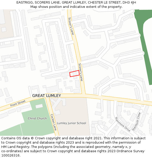 EASTRIGG, SCORERS LANE, GREAT LUMLEY, CHESTER LE STREET, DH3 4JH: Location map and indicative extent of plot