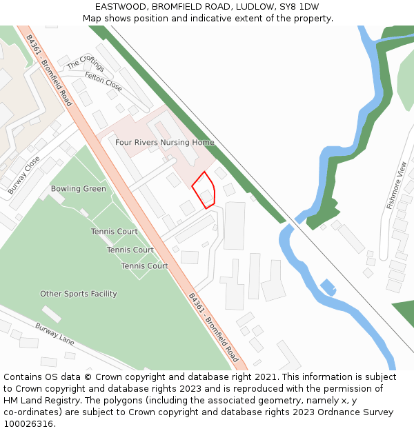 EASTWOOD, BROMFIELD ROAD, LUDLOW, SY8 1DW: Location map and indicative extent of plot