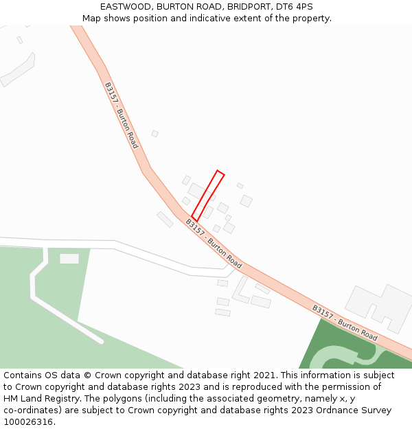 EASTWOOD, BURTON ROAD, BRIDPORT, DT6 4PS: Location map and indicative extent of plot