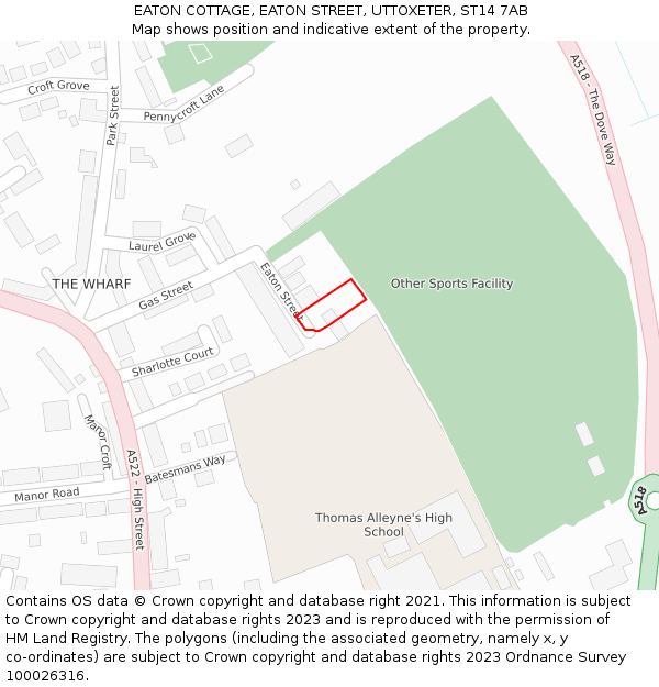 EATON COTTAGE, EATON STREET, UTTOXETER, ST14 7AB: Location map and indicative extent of plot