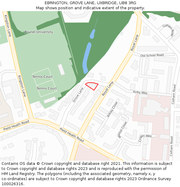EBRINGTON, GROVE LANE, UXBRIDGE, UB8 3RG: Location map and indicative extent of plot