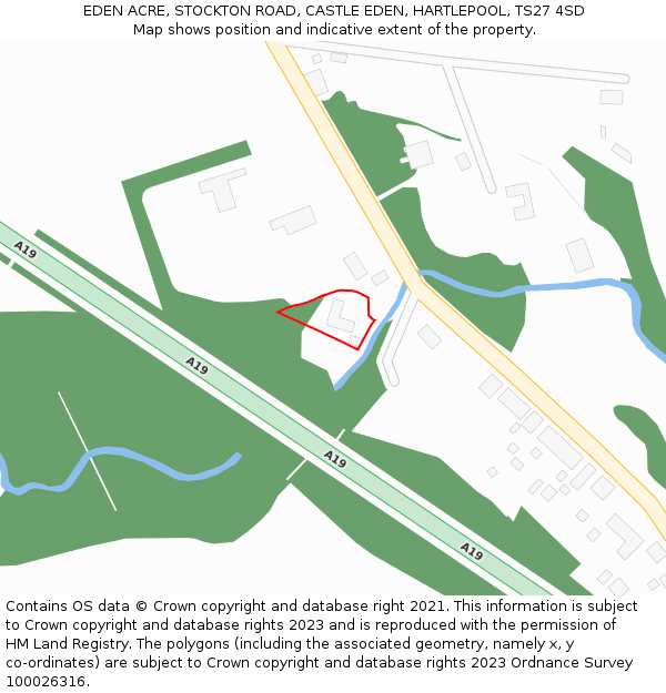 EDEN ACRE, STOCKTON ROAD, CASTLE EDEN, HARTLEPOOL, TS27 4SD: Location map and indicative extent of plot