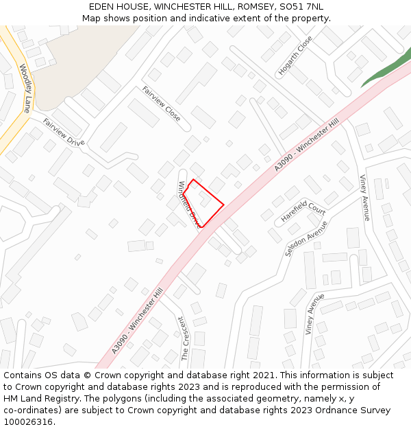 EDEN HOUSE, WINCHESTER HILL, ROMSEY, SO51 7NL: Location map and indicative extent of plot