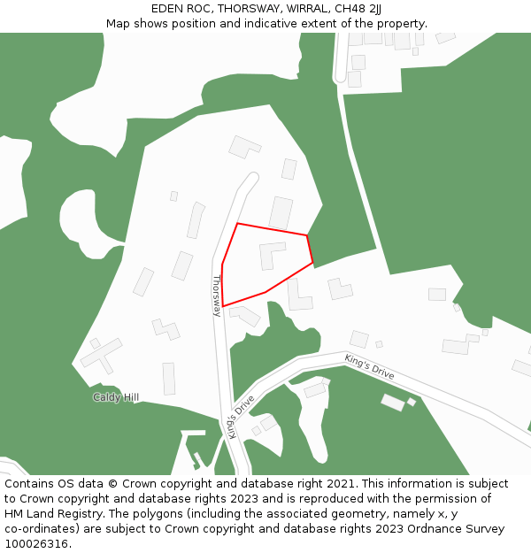 EDEN ROC, THORSWAY, WIRRAL, CH48 2JJ: Location map and indicative extent of plot