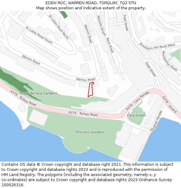 EDEN ROC, WARREN ROAD, TORQUAY, TQ2 5TN: Location map and indicative extent of plot