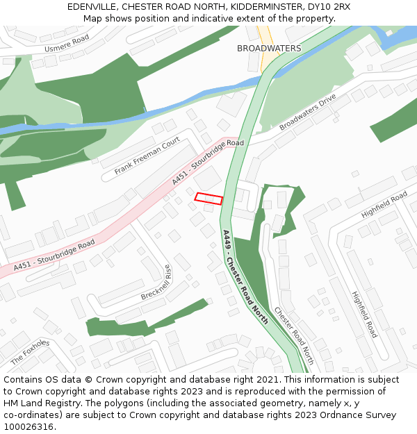 EDENVILLE, CHESTER ROAD NORTH, KIDDERMINSTER, DY10 2RX: Location map and indicative extent of plot