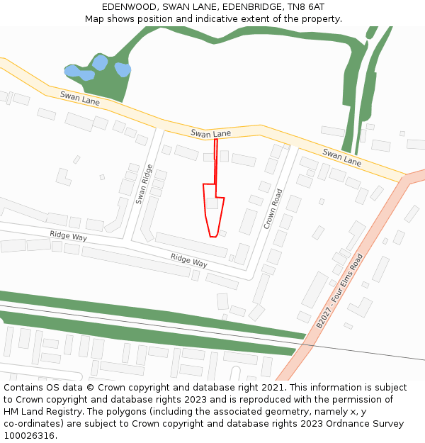 EDENWOOD, SWAN LANE, EDENBRIDGE, TN8 6AT: Location map and indicative extent of plot