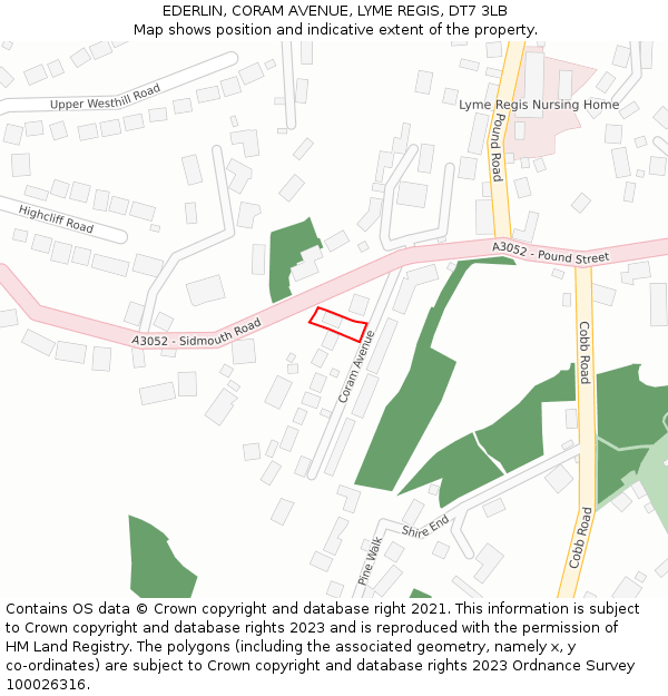 EDERLIN, CORAM AVENUE, LYME REGIS, DT7 3LB: Location map and indicative extent of plot