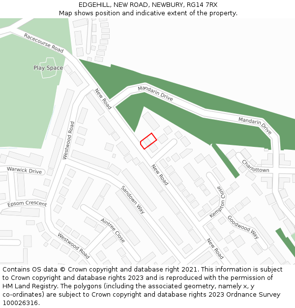 EDGEHILL, NEW ROAD, NEWBURY, RG14 7RX: Location map and indicative extent of plot
