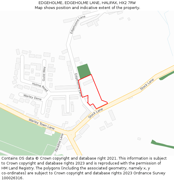 EDGEHOLME, EDGEHOLME LANE, HALIFAX, HX2 7RW: Location map and indicative extent of plot