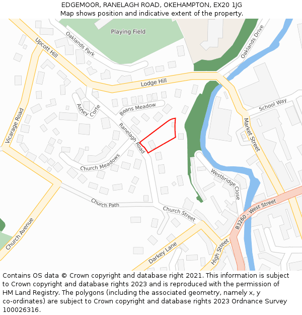 EDGEMOOR, RANELAGH ROAD, OKEHAMPTON, EX20 1JG: Location map and indicative extent of plot
