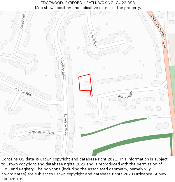 EDGEWOOD, PYRFORD HEATH, WOKING, GU22 8SR: Location map and indicative extent of plot