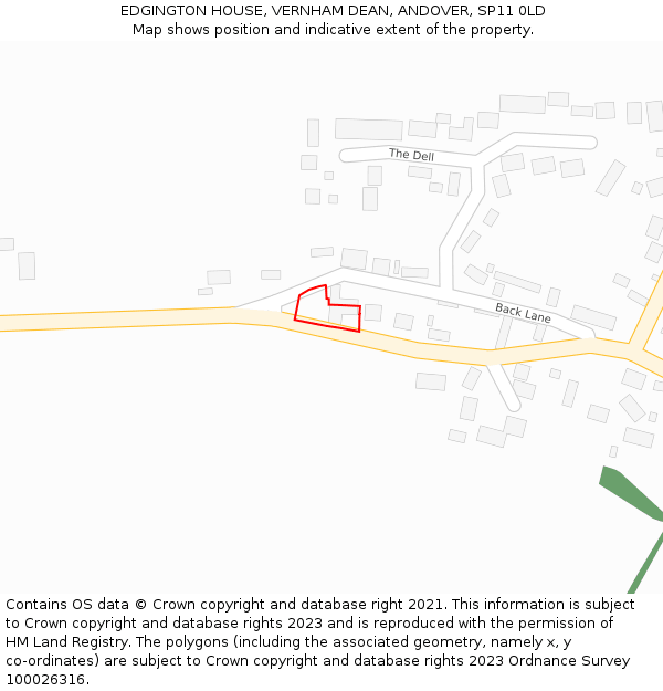 EDGINGTON HOUSE, VERNHAM DEAN, ANDOVER, SP11 0LD: Location map and indicative extent of plot
