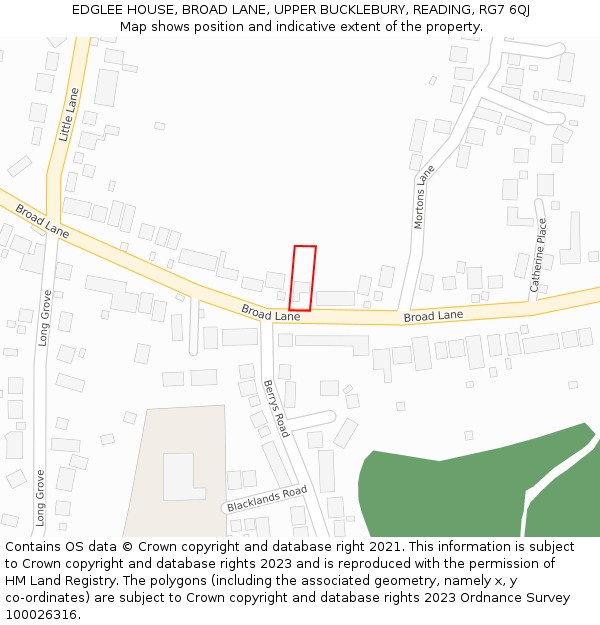 EDGLEE HOUSE, BROAD LANE, UPPER BUCKLEBURY, READING, RG7 6QJ: Location map and indicative extent of plot