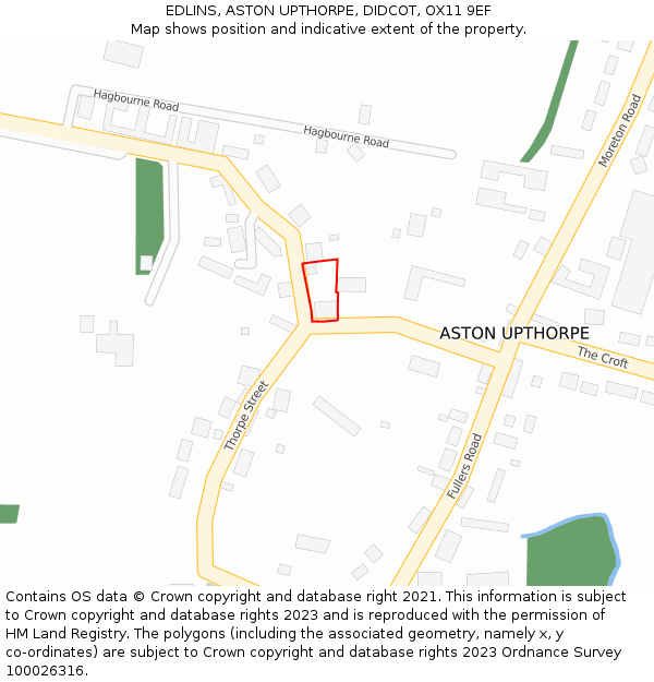 EDLINS, ASTON UPTHORPE, DIDCOT, OX11 9EF: Location map and indicative extent of plot