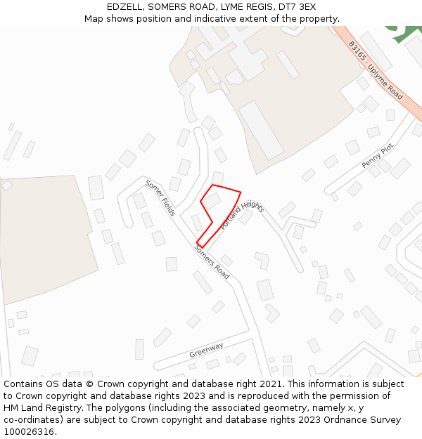 EDZELL, SOMERS ROAD, LYME REGIS, DT7 3EX: Location map and indicative extent of plot