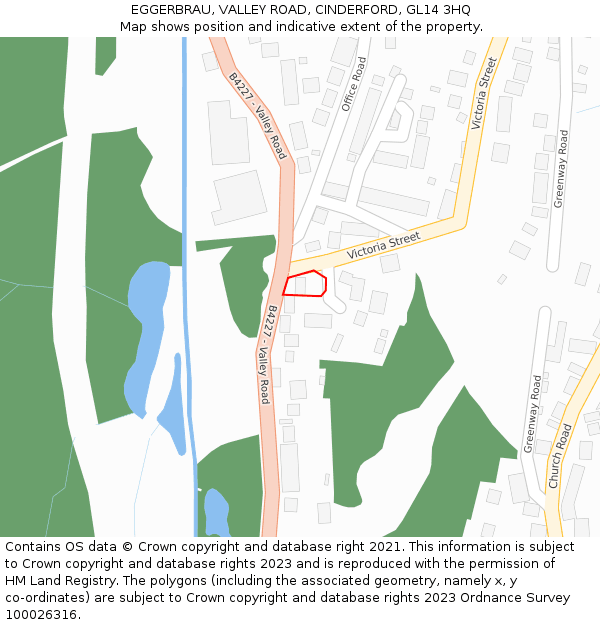 EGGERBRAU, VALLEY ROAD, CINDERFORD, GL14 3HQ: Location map and indicative extent of plot