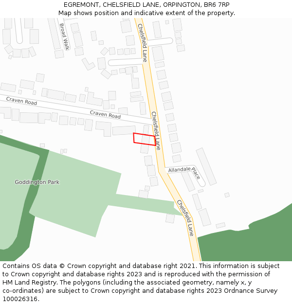 EGREMONT, CHELSFIELD LANE, ORPINGTON, BR6 7RP: Location map and indicative extent of plot