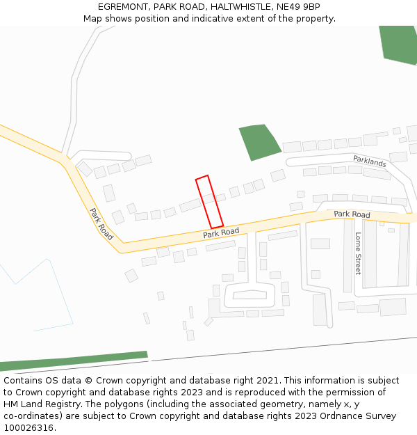 EGREMONT, PARK ROAD, HALTWHISTLE, NE49 9BP: Location map and indicative extent of plot