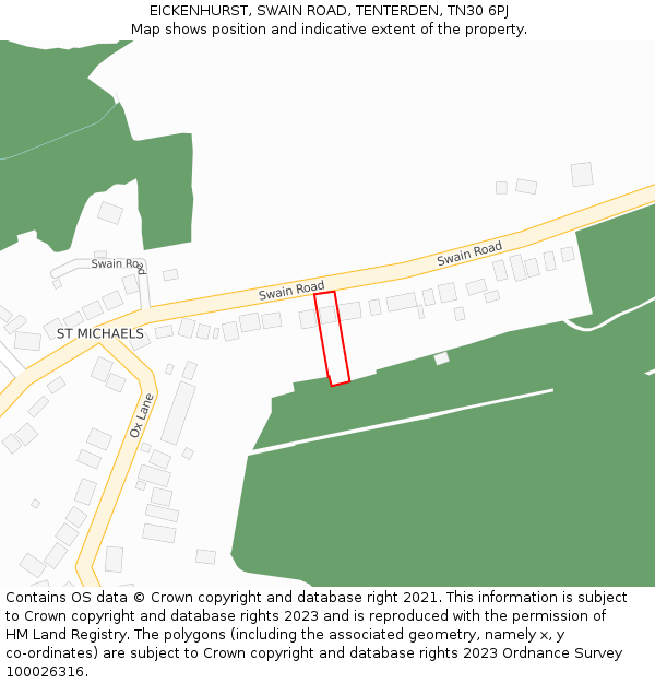 EICKENHURST, SWAIN ROAD, TENTERDEN, TN30 6PJ: Location map and indicative extent of plot