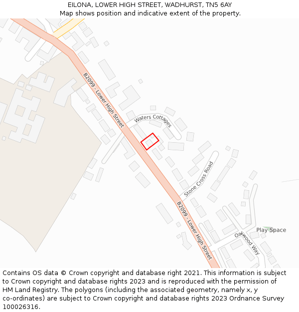 EILONA, LOWER HIGH STREET, WADHURST, TN5 6AY: Location map and indicative extent of plot