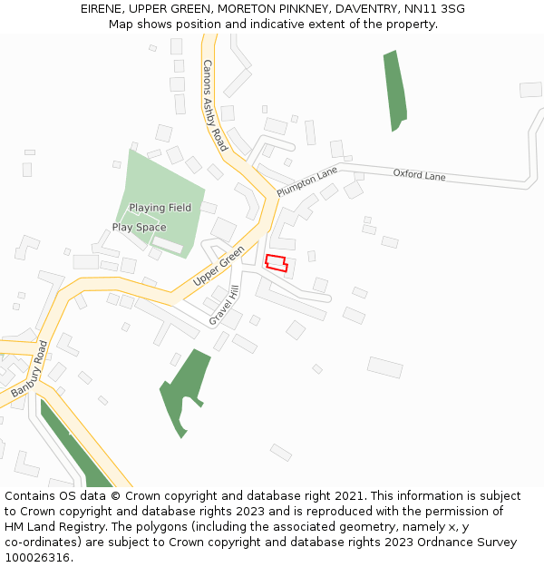 EIRENE, UPPER GREEN, MORETON PINKNEY, DAVENTRY, NN11 3SG: Location map and indicative extent of plot