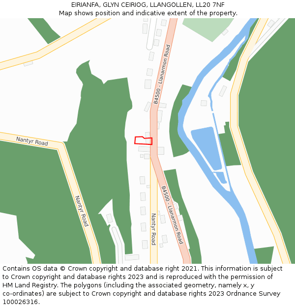 EIRIANFA, GLYN CEIRIOG, LLANGOLLEN, LL20 7NF: Location map and indicative extent of plot