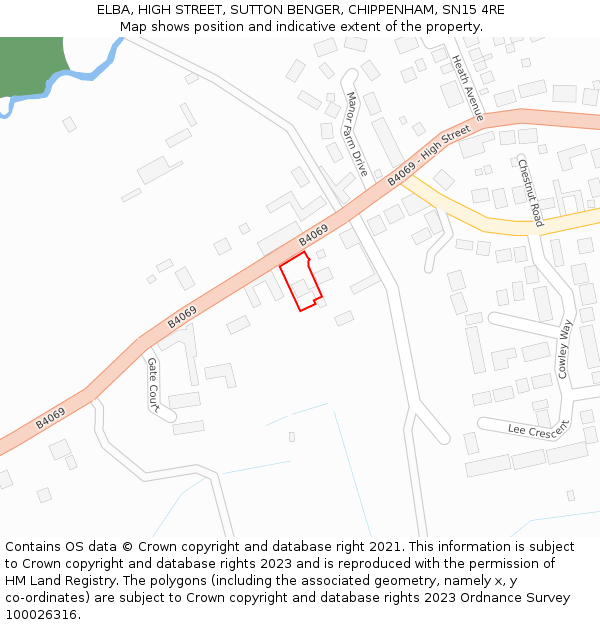 ELBA, HIGH STREET, SUTTON BENGER, CHIPPENHAM, SN15 4RE: Location map and indicative extent of plot