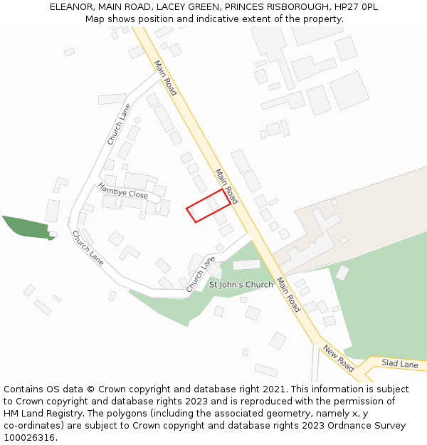 ELEANOR, MAIN ROAD, LACEY GREEN, PRINCES RISBOROUGH, HP27 0PL: Location map and indicative extent of plot