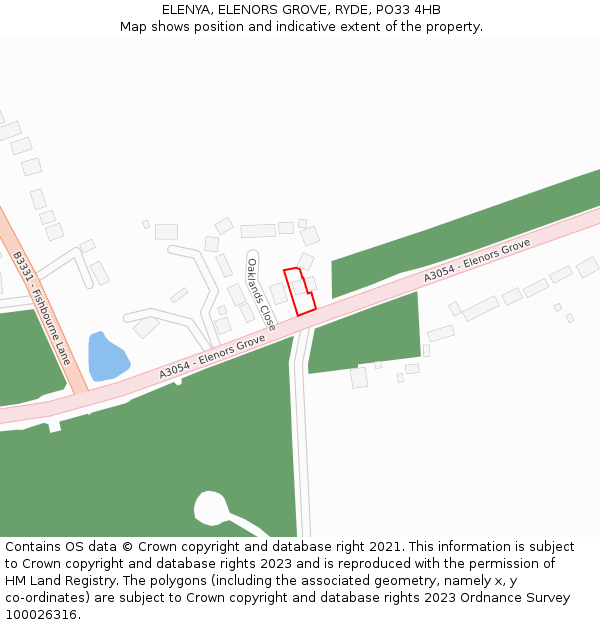 ELENYA, ELENORS GROVE, RYDE, PO33 4HB: Location map and indicative extent of plot