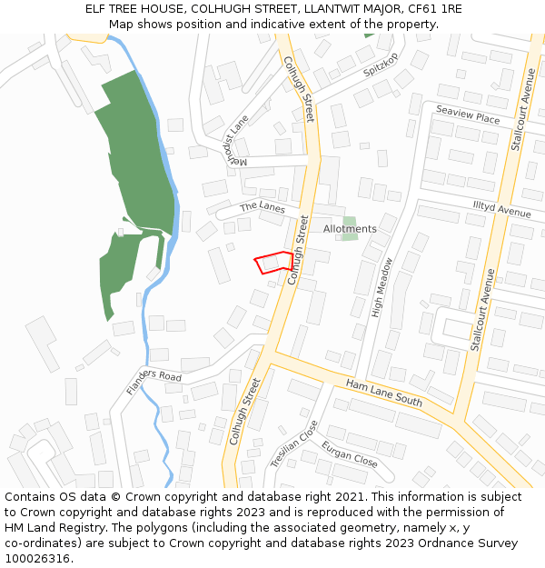 ELF TREE HOUSE, COLHUGH STREET, LLANTWIT MAJOR, CF61 1RE: Location map and indicative extent of plot