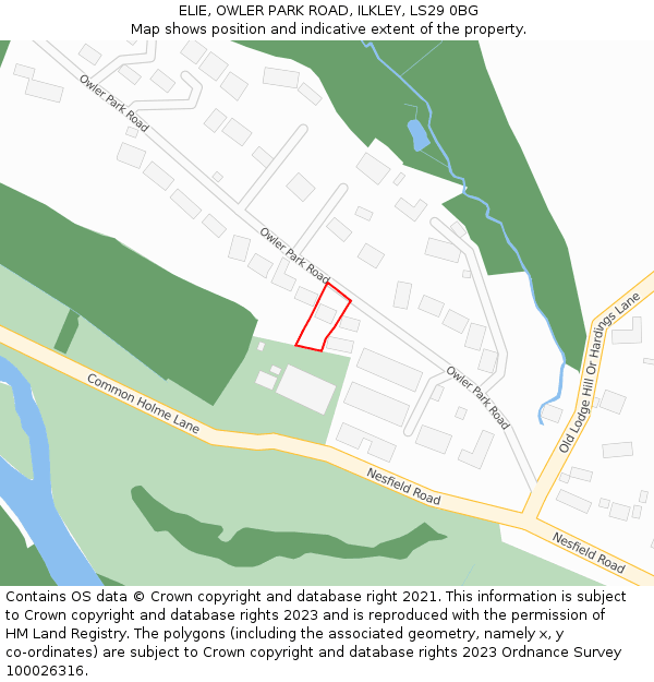 ELIE, OWLER PARK ROAD, ILKLEY, LS29 0BG: Location map and indicative extent of plot