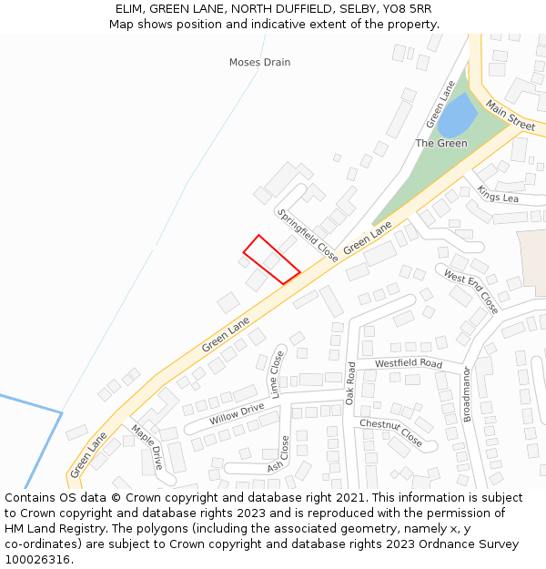 ELIM, GREEN LANE, NORTH DUFFIELD, SELBY, YO8 5RR: Location map and indicative extent of plot