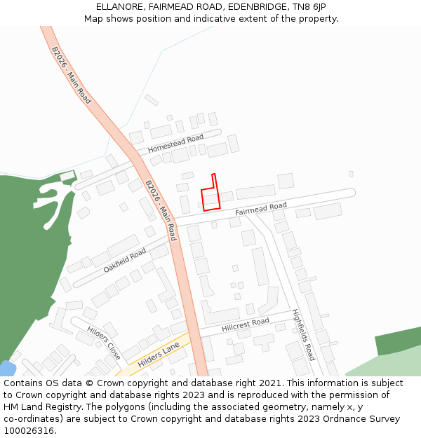 ELLANORE, FAIRMEAD ROAD, EDENBRIDGE, TN8 6JP: Location map and indicative extent of plot