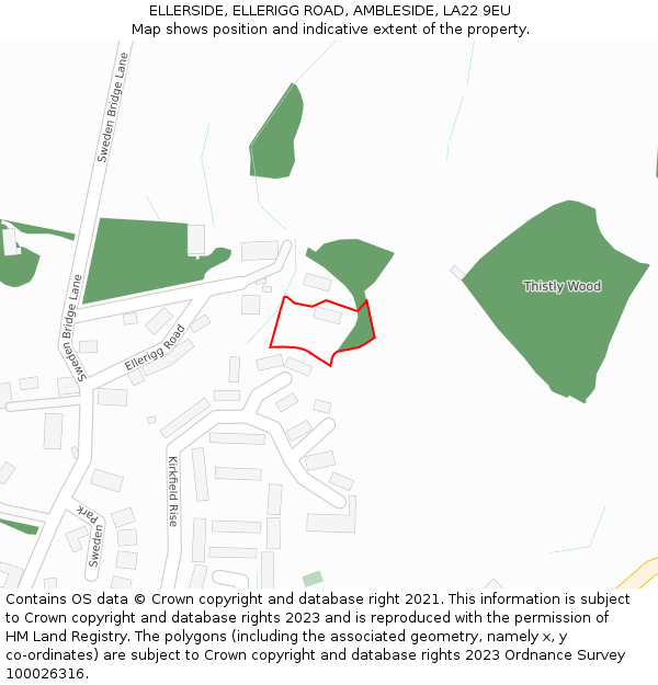 ELLERSIDE, ELLERIGG ROAD, AMBLESIDE, LA22 9EU: Location map and indicative extent of plot