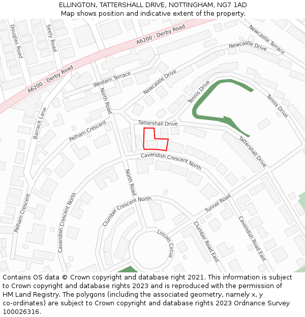 ELLINGTON, TATTERSHALL DRIVE, NOTTINGHAM, NG7 1AD: Location map and indicative extent of plot