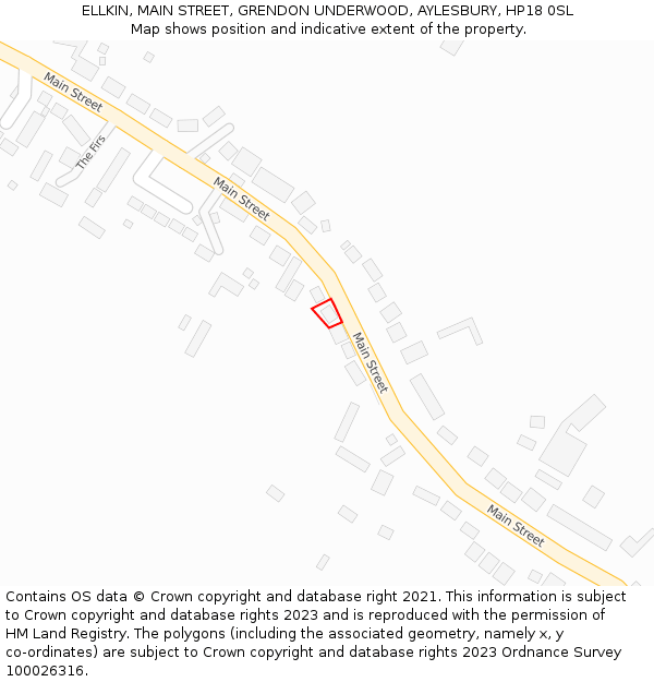 ELLKIN, MAIN STREET, GRENDON UNDERWOOD, AYLESBURY, HP18 0SL: Location map and indicative extent of plot