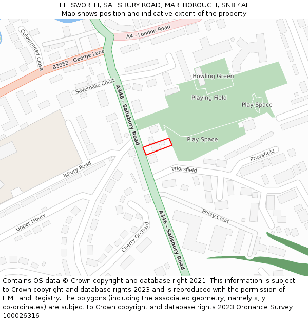 ELLSWORTH, SALISBURY ROAD, MARLBOROUGH, SN8 4AE: Location map and indicative extent of plot