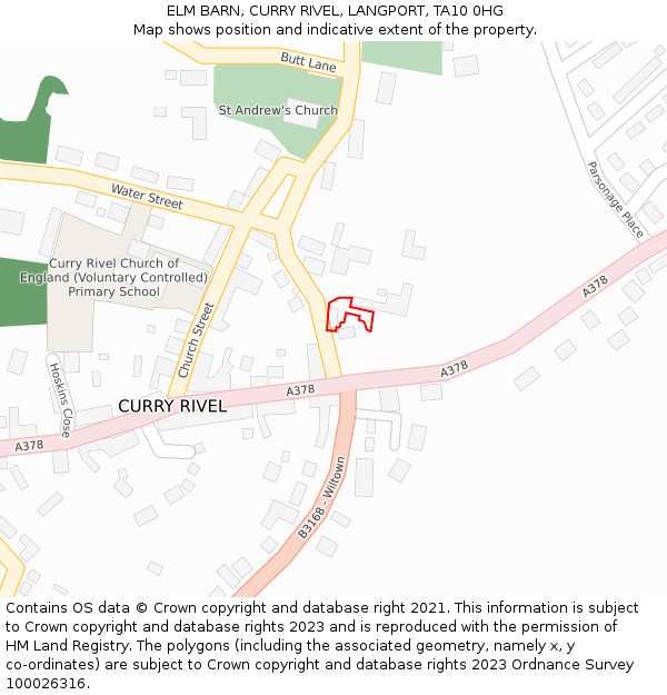 ELM BARN, CURRY RIVEL, LANGPORT, TA10 0HG: Location map and indicative extent of plot