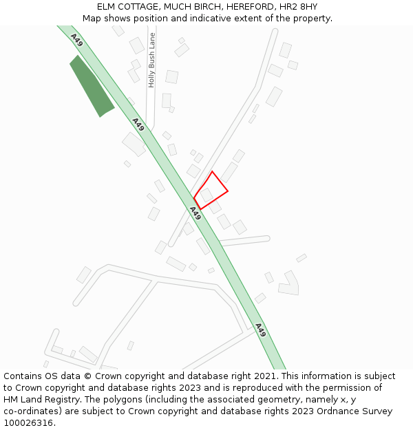 ELM COTTAGE, MUCH BIRCH, HEREFORD, HR2 8HY: Location map and indicative extent of plot